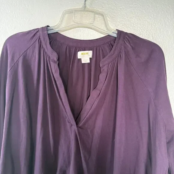 Anthropologie Maeve purple V-neck cropped oversized top Size M - Picture 4 of 10